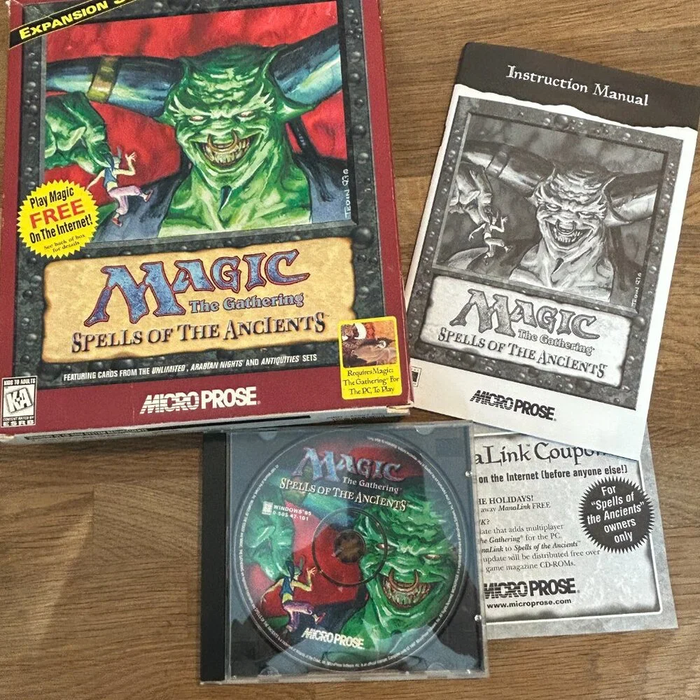 Lot of 2 MAGIC THE GATHERING Microprose PC Game and Expansion Set Complete 1997